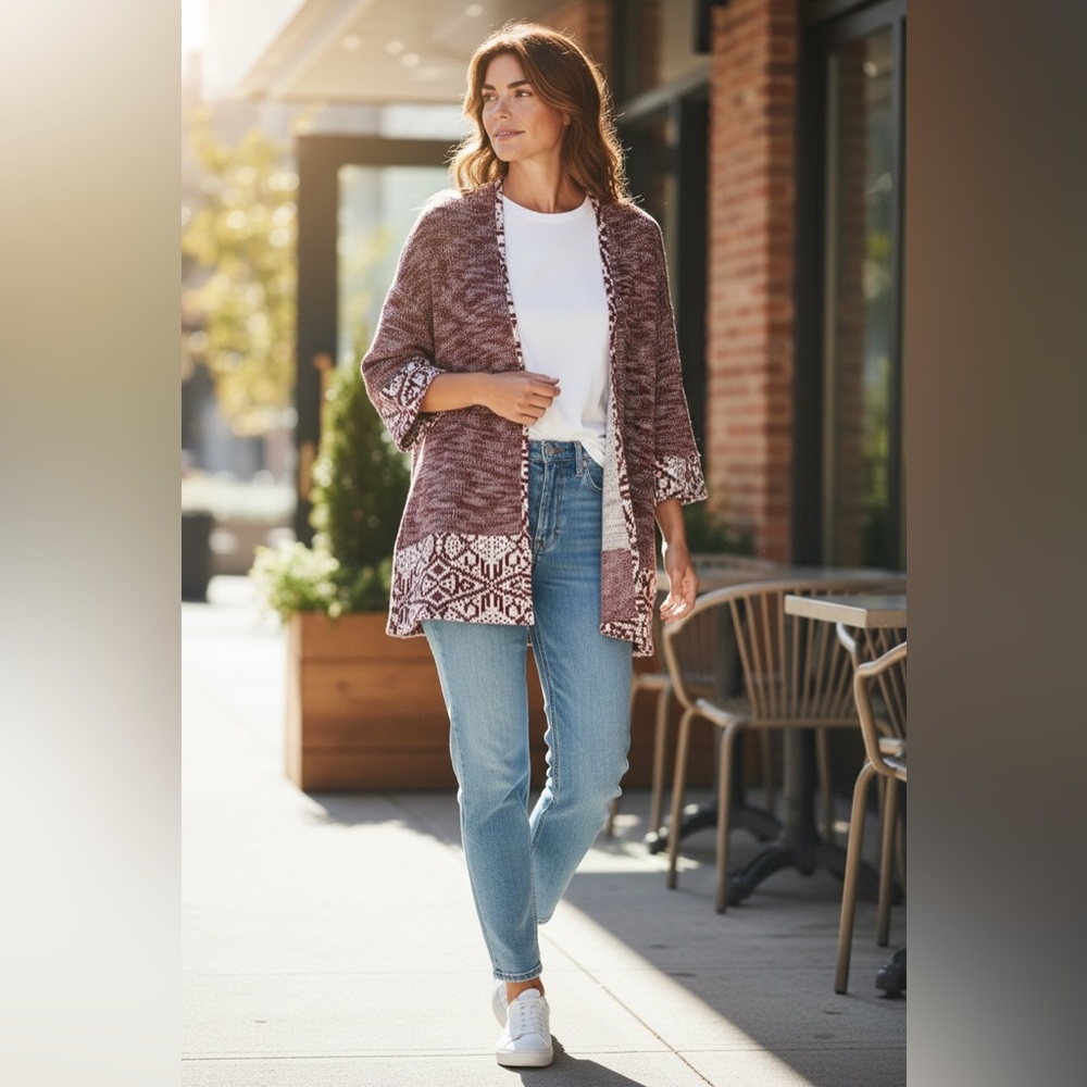 Massini jacquard duster open front cardigan size XL